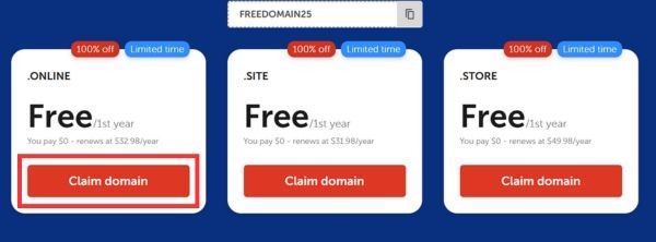 Hướng dẫn đăng ký Domain .online, .site, .store miễn phí tại Namecheap 10 Nhấn Claim domain