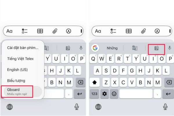 Nhấn vào biểu tượng GIF nằm trên thanh công cụ