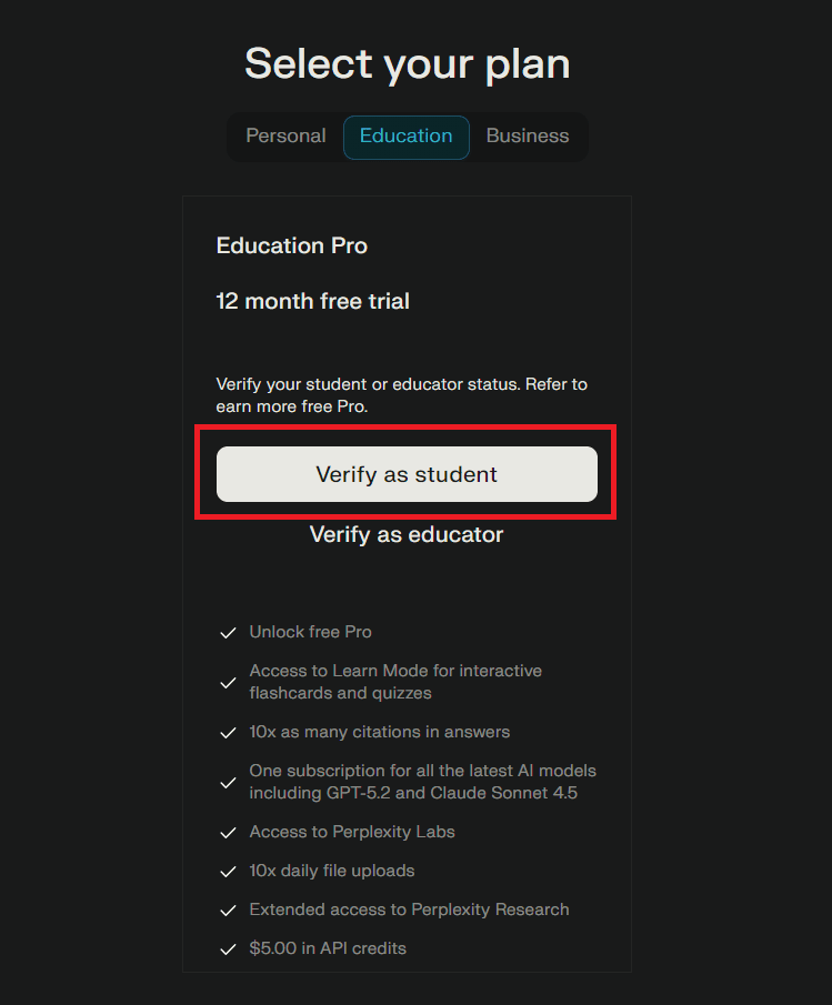 Hướng dẫn nhận Perplexity Education Pro 1 năm miễn phí 25 7.png