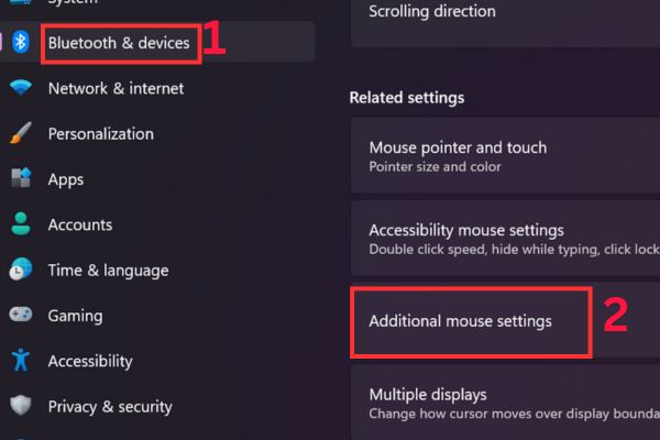 Chọn Additional mouse settings