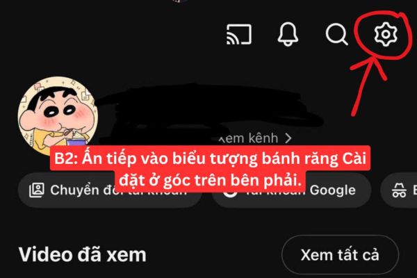 Nhấn vào biểu tượng hình bánh răng