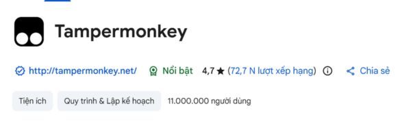 Cài đặt tiện ích Tampermonkey