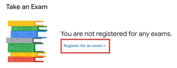 Chọn mục "Register for an exam"