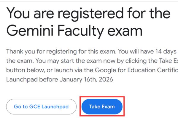 Chọn "Take Exam"