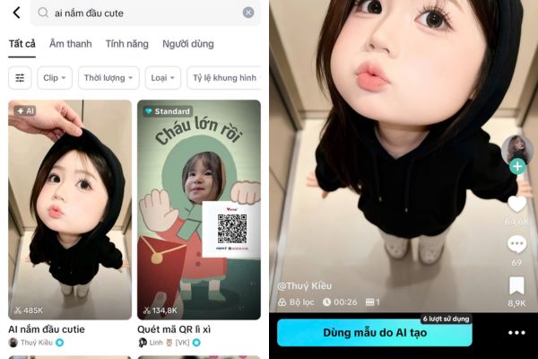 Nhấn vào nút "Dùng mẫu cho AI tạo"