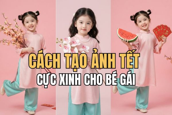 Instructions on how to create beautiful pastel pink Tet photos for little girls Instructions on how to create beautiful pastel pink Tet photos for little girls