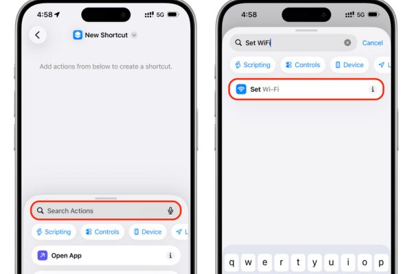 Gõ từ khóa Set WiFi
