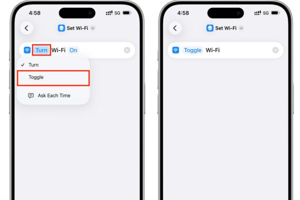 Nhấn vào chữ Turn và đổi thành Toggle