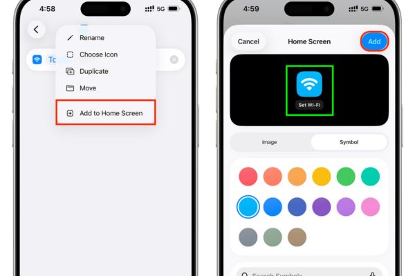 Chọn Add to Home Screen
