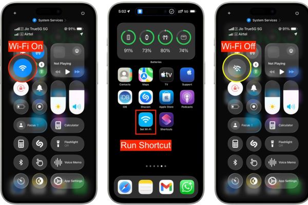 Cách thêm nút WiFi Bluetooth vào màn hình chính