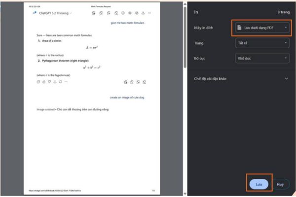 Cách 2: Dùng lệnh in (Print to PDF)