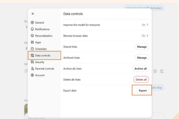 Cách 3: Tính năng Export Data từ OpenAI
