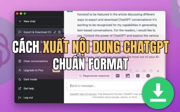 cách xuất nội dung ChatGPT