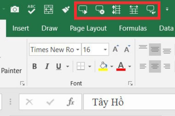 Trên thanh công cụ đã xuất hiện các biểu tượng
