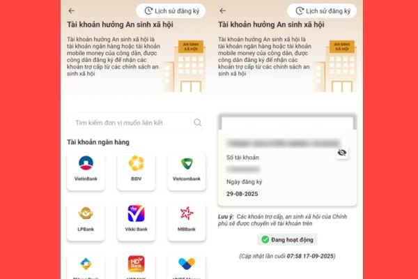 Chọn ngân hàng hoặc ví điện tử mà bạn muốn nhận tiền
