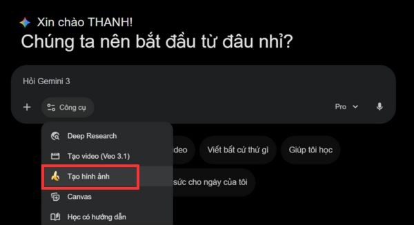 Kích hoạt chế độ Tạo hình ảnh