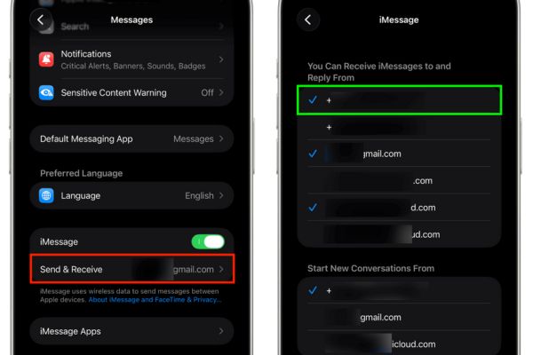 Vào lại phần Send & Receive