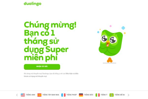 Cách nhận ưu đãi 1 tháng Super Duolingo miễn phí 17 Đăng nhập vào tài khoản Duolingo cá nhân