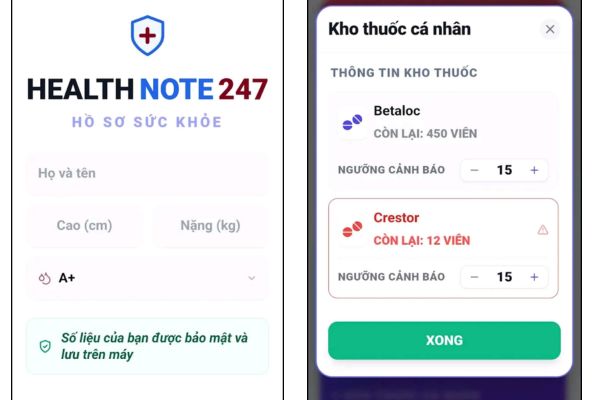 Quản lý kho thuốc và nhắc nhở thông minh