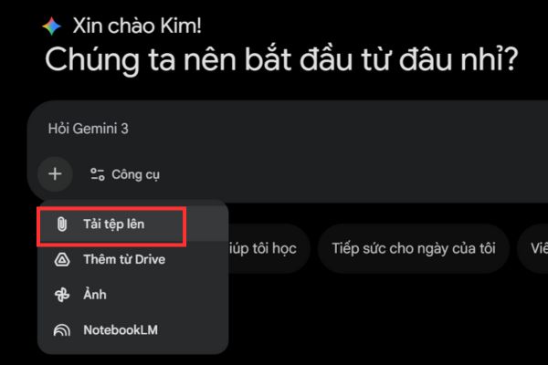 Chọn "Tải tệp lên"