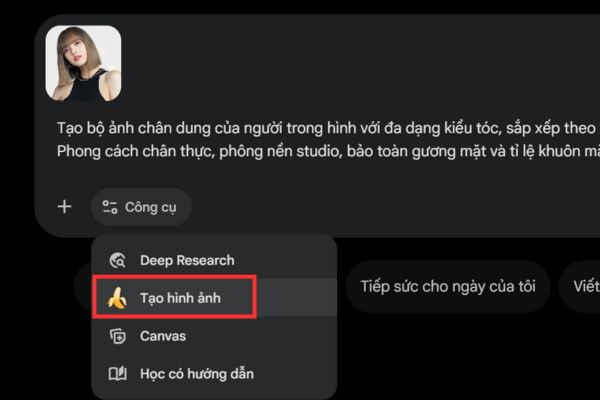Nhập lệnh tạo kiểu tóc cơ bản