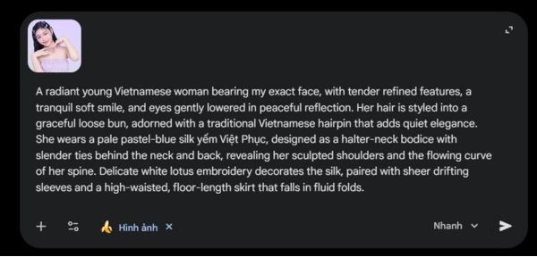 Hướng dẫn cách tạo ảnh mặc áo yếm thêu sen đón Tết 2026 13 Hướng dẫn cách tạo ảnh mặc áo yếm bằng AI