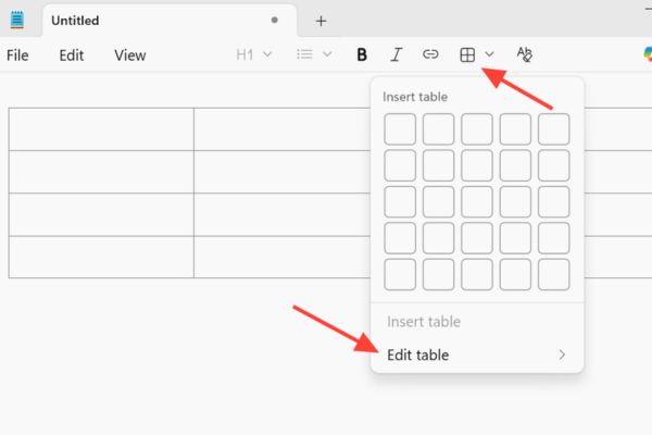 Cách chỉnh sửa và định dạng bảng trong Notepad