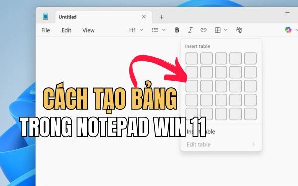 cách tạo bảng trong Notepad