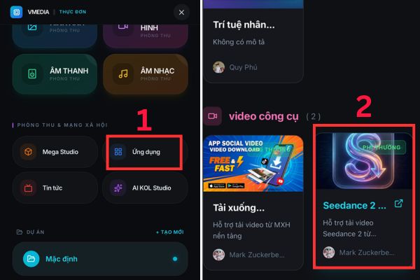 Chọn "Seedance 2 - Tải xuống"