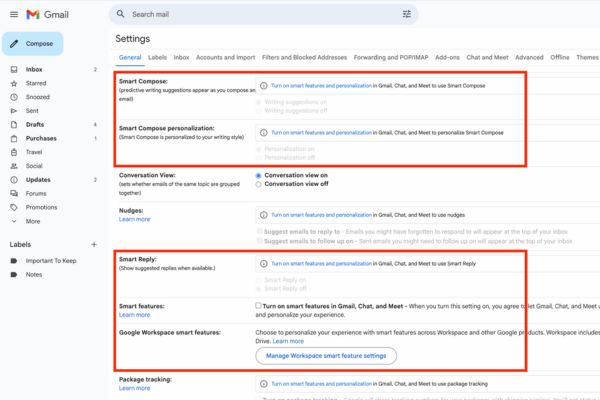 Cách tắt AI trên Gmail