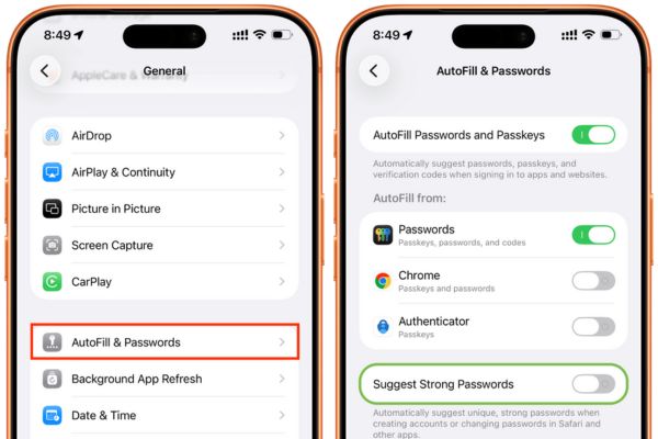 Turn off strong password suggestions in Safari