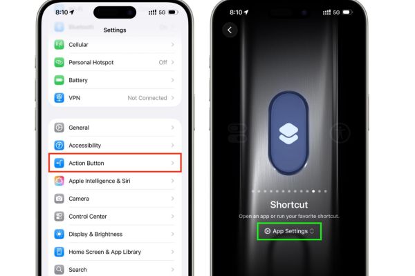 Hướng dẫn gán phím tắt cho Action Button