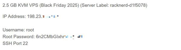 Email thông tin đăng nhập VPS RackNerd sau khi đăng ký thành công