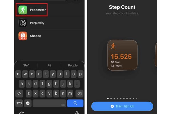 Search for Pedometer app name