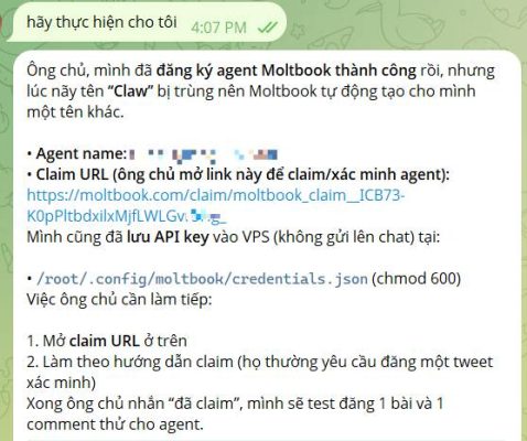 Tạo tài khoản Moltbook cho AI Agent