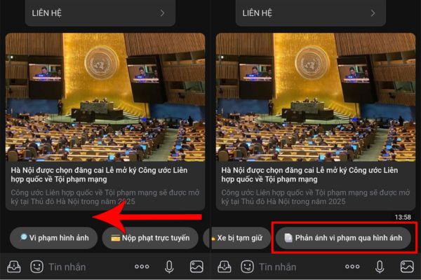 Bấm vào mục Phản ánh vi phạm qua hình ảnh.