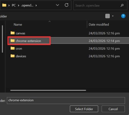 Chọn thư mục chrome-extension