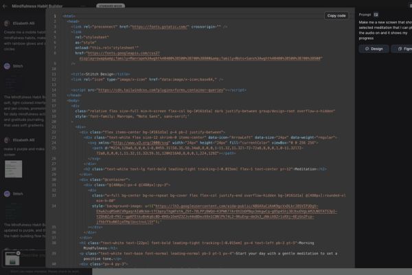 Cách dùng Google Stitch: Thiết kế giao diện ứng dụng bằng AI cực nhanh 19 Chuyển đổi sang mã nguồn và Figma