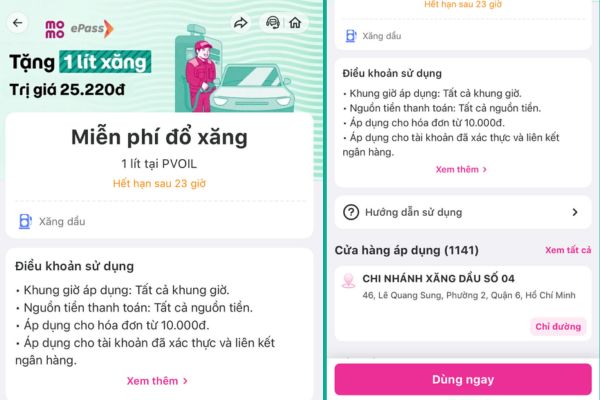 Cách nhận 1 lít xăng miễn phí qua Momo tại cây xăng PVOil