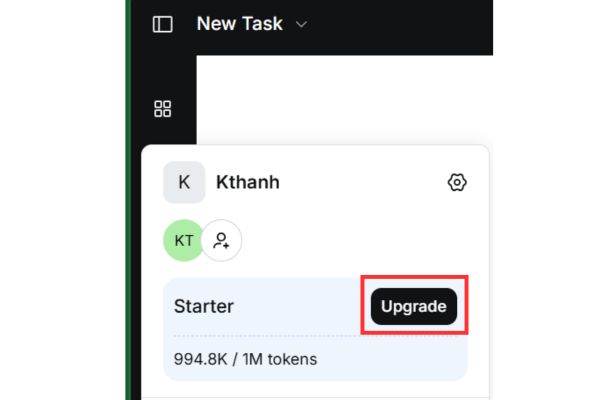 Chọn mục Upgrade