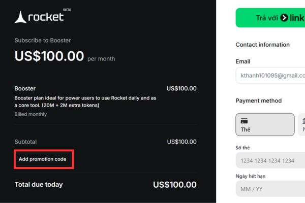 Chọn dòng Add promotion code