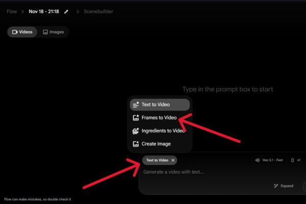 Chọn tùy chọn Frames to Video