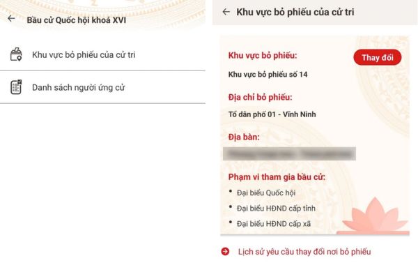Hướng dẫn tra cứu khu vực bỏ phiếu trên VNeID