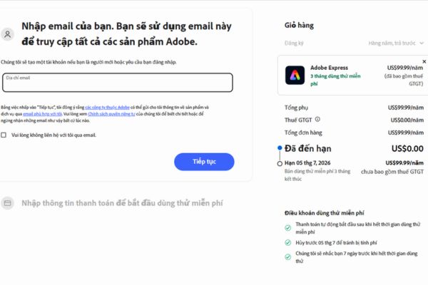 Hướng dẫn nhận 3 tháng Adobe Express Pro miễn phí 9 Nhập địa chỉ email cá nhân của mình