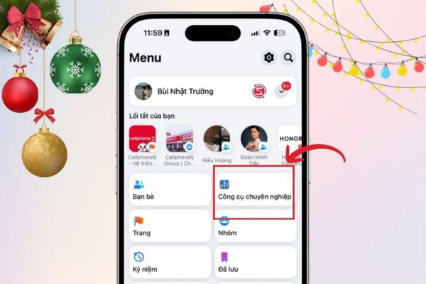 Mục "Công cụ chuyên nghiệp" xuất hiện