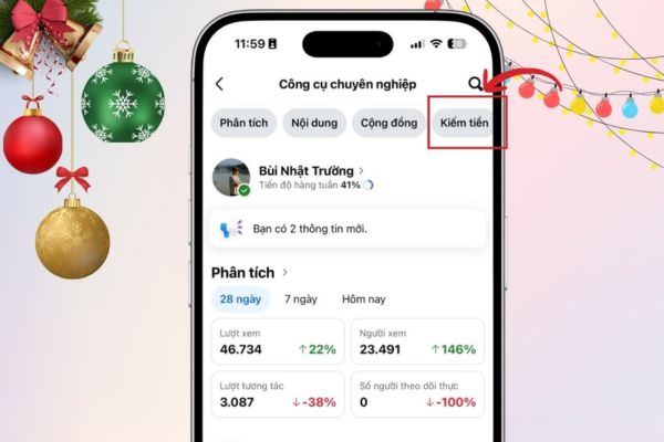 Mục "Kiếm tiền" sẽ sẵn sàng