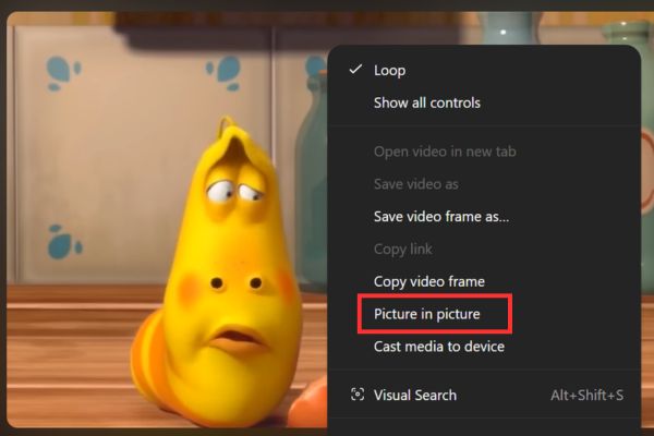 Chọn tính năng "Hình trong hình" (Picture-in-Picture)