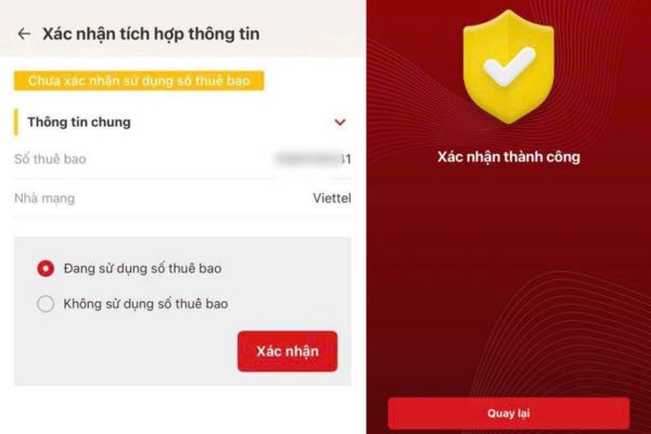 Instructions on how to authenticate the owner's SIM on VNeID