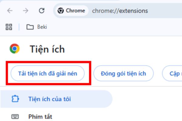 Nhấn vào nút Tải tiện ích đã giải nén