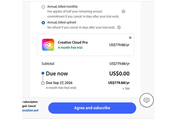 Hướng dẫn nhận 4 tháng Adobe bản quyền miễn phí